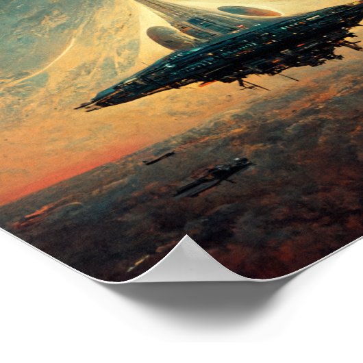 Sci-Fi Art-Poster voor ruimteschip landing Poster (Hoek)