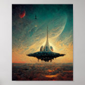 Sci-Fi Art-Poster voor ruimteschip landing Poster (Voorkant)