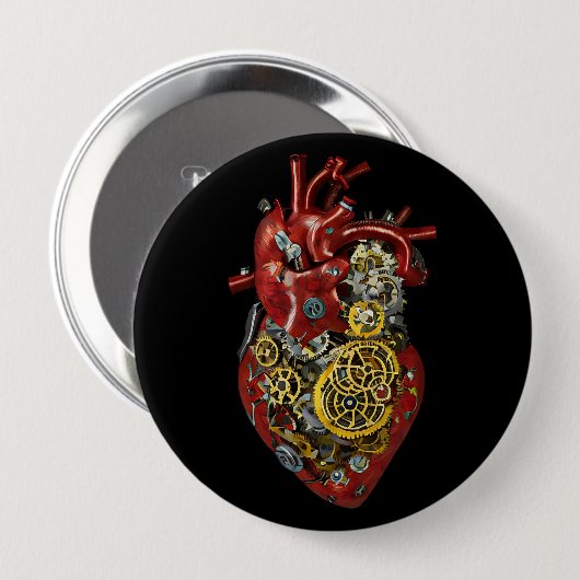 Sci Fi Art Steampunk Human Heart Anatomie Ronde Button 4,0 Cm (Voorkant /achterkant)