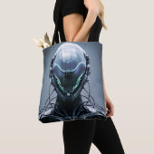 Sci Fi Assassin Cyberpunk Hunter Droid Tote Bag (Dichtbij)