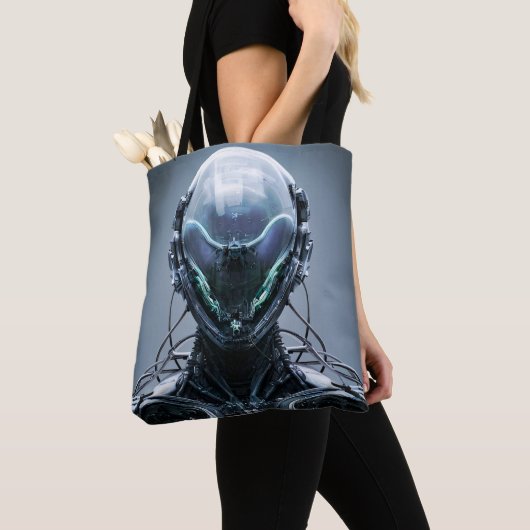 Sci Fi Assassin Cyberpunk Hunter Droid Tote Bag (Dichtbij)