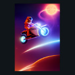Sci-Fi Astronaut Biker, Shoot for the Moon Pop Art Poster<br><div class="desc">Sci-Fi Astronaut Biker, Shoot voor het Moon Pop Art Poster. Schiet voor de maan. Zelfs als je mist, zul je tussen de sterren landen. Inspirerend, motivatie bericht kunst voor fietsers en motorrijders. Magical Fantasy Biker Poster Art & Wall Decor voor motorliefhebbers > Posters & Prints > Space, Alien Planet, Space...</div>