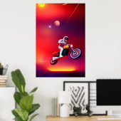 Sci-Fi Astronaut Motorcycle Jump Retro Poster (Thuiskantoor)