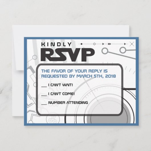 SCI-FI Bar Bat Mitzvah Uitnodigingskaart RSVP Kaartje (Voorkant)