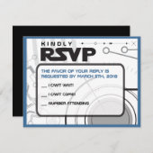 SCI-FI Bar Bat Mitzvah Uitnodigingskaart RSVP Kaartje (Voorkant / Achterkant)