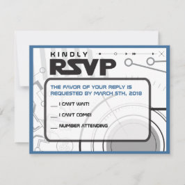 SCI-FI Bar Bat Mitzvah Uitnodigingskaart RSVP Kaartje