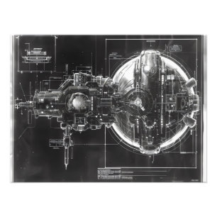 Sci-Fi Base Black Diagram Foto Afdruk