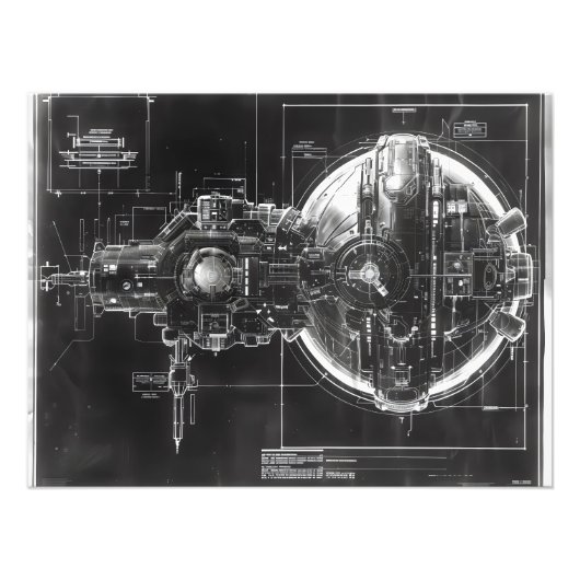 Sci-Fi Base Black Diagram Foto Afdruk (Voorkant)