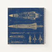 Sci-Fi Blueprint Rocket Notitieboek (Achterkant)