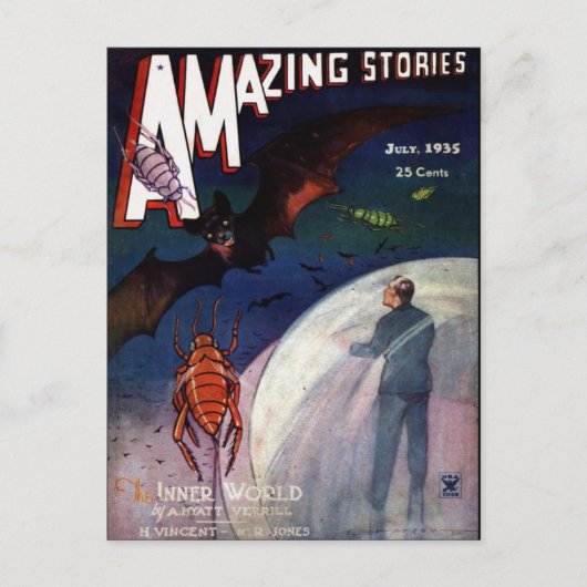  Sci Fi boekomslag art Inner World 1935 Briefkaart (Voorkant)