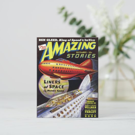  Sci Fi boekomslag van de ruimtevaarttechniek Briefkaart (Staand voorkant)