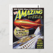  Sci Fi boekomslag van de ruimtevaarttechniek Briefkaart (Voorkant / Achterkant)