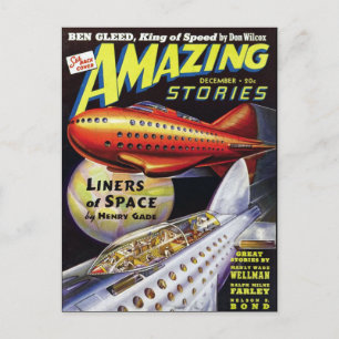 Sci Fi boekomslag van de ruimtevaarttechniek Briefkaart