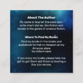 Sci-fi Book Author Square Visitekaartje Space Sci- (Achterkant)