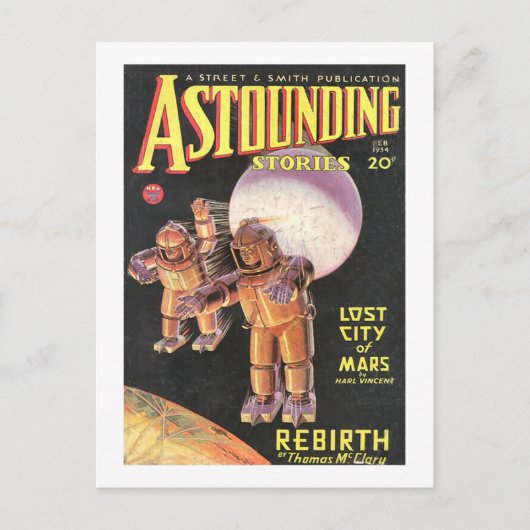 Sci Fi Comic Astounding Stories 1934 Retro Briefkaart (Voorkant)