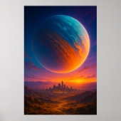 Sci-Fi Cosmic City Poster Wall Art – Futuristic  (Voorkant)