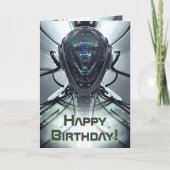 Sci-Fi Cyber Droid Fighter Pilot Birthday Kaart (Voorkant)