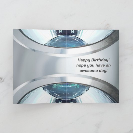 Sci-Fi Cyber Droid Fighter Pilot Birthday Kaart (Binnen)