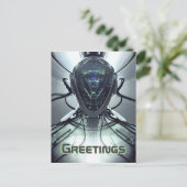 Sci-Fi Cyber Droid Fighter Pilot Briefkaart (Staand voorkant)