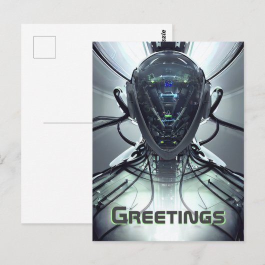 Sci-Fi Cyber Droid Fighter Pilot Briefkaart (Voorkant / Achterkant)