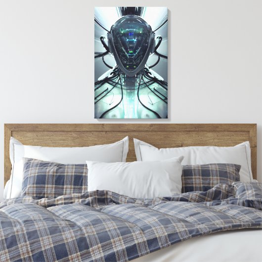 Sci-Fi Cyber Droid Fighter Pilot Canvas Afdruk (Insitu (Slaapkamer))
