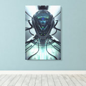 Sci-Fi Cyber Droid Fighter Pilot Canvas Afdruk (Insitu (Houten vloer))
