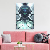 Sci-Fi Cyber Droid Fighter Pilot Canvas Afdruk (Insitu (Woonkamer))