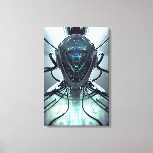 Sci-Fi Cyber Droid Fighter Pilot Canvas Afdruk