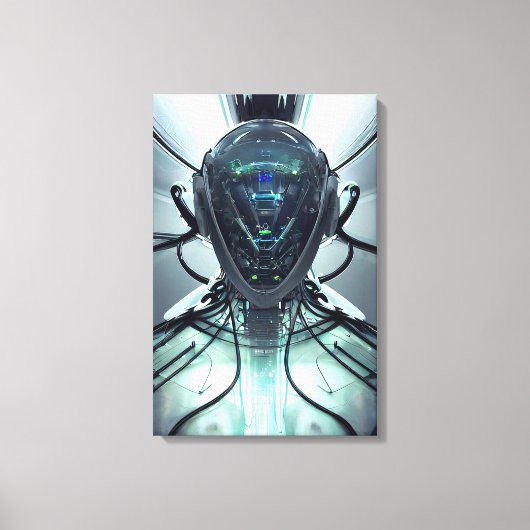 Sci-Fi Cyber Droid Fighter Pilot Canvas Afdruk (Voorkant)