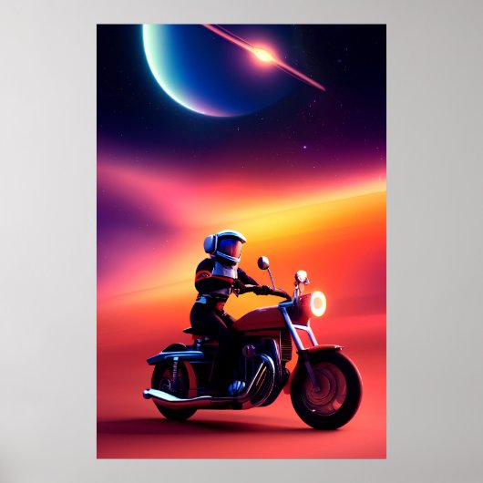 Sci-Fi Digital Art & Wall Decor, Fantasy Biker Poster (Voorkant)