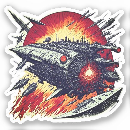  Sci-Fi Dreams - Steampunk Ruimteschip Sticker (Voorkant)