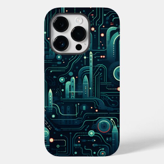 Sci-Fi elektronisch donker patroon Case-Mate iPhone Case (Achterkant)
