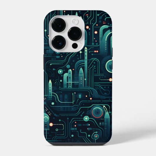 Sci-Fi elektronisch donker patroon iPhone Hoesje (Achterkant)