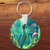 Sci-Fi fantasy art with dragonfly and mushroom art Sleutelhanger (Achterkant)