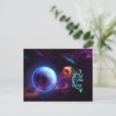 Sci-Fi Fantasy Space Basketball AstronautPostca Briefkaart (Staand voorkant)