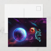 Sci-Fi Fantasy Space Basketball AstronautPostca Briefkaart (Voorkant / Achterkant)