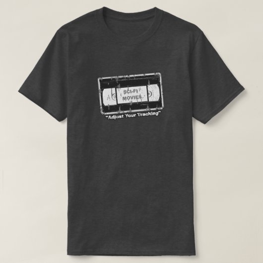 Sci-Fi-films - VHS Pas uw trackingblk&wit aan T-shirt (Design voorkant)