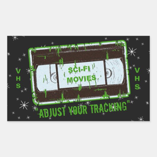 Sci Fi-films video Cassette aanpassen Uw Volgen Rechthoekige Sticker (Voorkant)