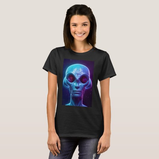 Sci Fi Futuristische Robot Head Cyborg Unique Digi T-shirt (Voorkant volledig)