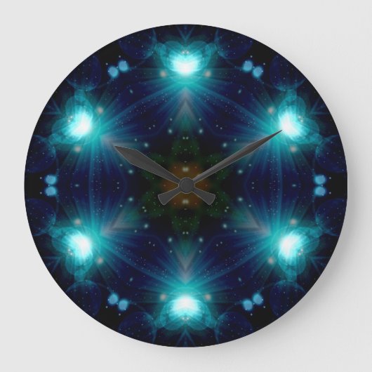 Sci-Fi Galaxy Blue Light abstract art 3 Grote Klok (Voorkant)