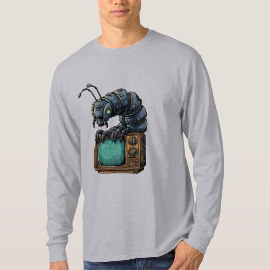 Sci-Fi Insect Retro Tech Lange Mouwen T-shirt (Voorkant)
