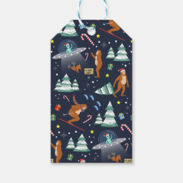 Sci-Fi Kerstmis | Grote voet, buitenaardse wezens  Cadeaulabel