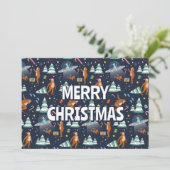 Sci-Fi Kerstmis | Grote voet, buitenaardse wezens  Feestdagenkaart (Staand voorkant)