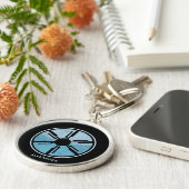 Sci Fi Kosmische Ruimte Blauw Ombre Futuristische  Sleutelhanger (Zijkant)