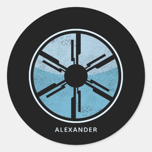 Sci-Fi Kosmische Ruimte Blauw Ombre Verdrietig Cus Ronde Sticker (Voorkant)