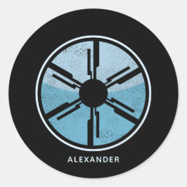 Sci-Fi Kosmische Ruimte Blauw Ombre Verdrietig Cus Ronde Sticker