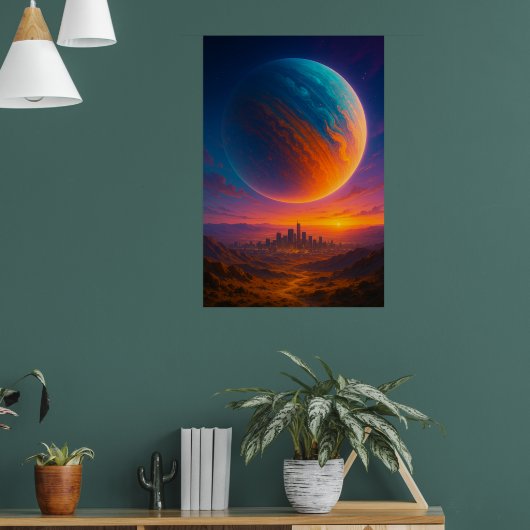 Sci-Fi Kosmische Stad Poster Muurkunst – Futuristi (Woonkamer 1)