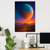 Sci-Fi Kosmische Stad Poster Muurkunst – Futuristi (Thuiskantoor)
