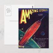 Sci Fi kunst Rocket Briefkaart (Voorkant / Achterkant)