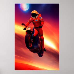 Sci-Fi Kunst van een Cool Space Astronaut op Jump  Poster